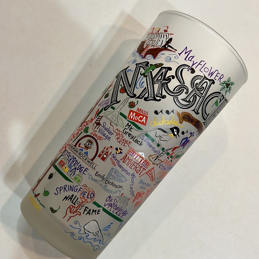 2 Massachusetts Drinking Glasses by Catstudio Being Sold Together